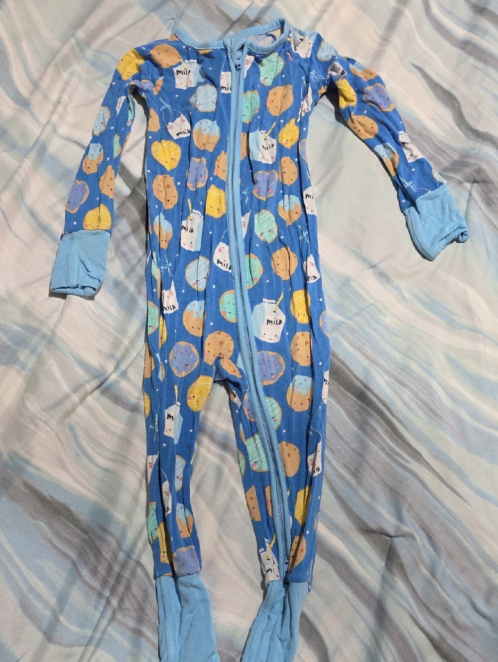 Little Sleepies Blue Milk & Cookies Footed One-Piece